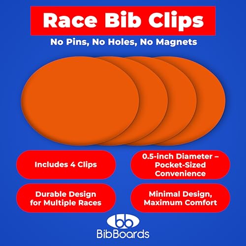 BibBoards bibSNAPS Race Bib Clips, Plain Orange, 4 Pack - color: Plain Orange