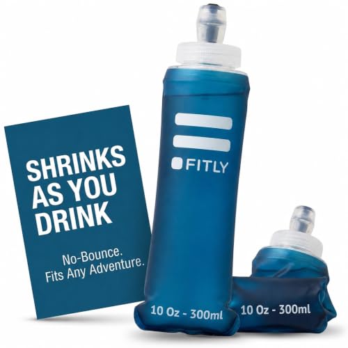 FITLY Soft Flask Running Water Bottle - Collapsible Hydration Flask - color: Petrol Blue, size: 10 Ounces