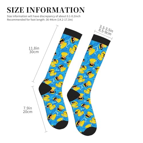 Avocado Compression Socks Women Men Knee High Stock for Running Work Support Nurses Travel - color: Duck