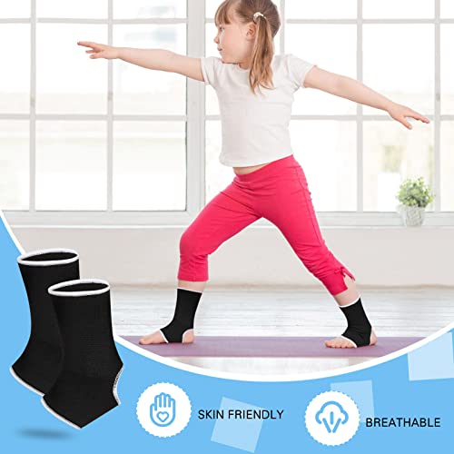 Haysandy 4 Pcs Kids Ankle Brace Support, Black, 10-15 Years - color: Black, size: 10-15 Years