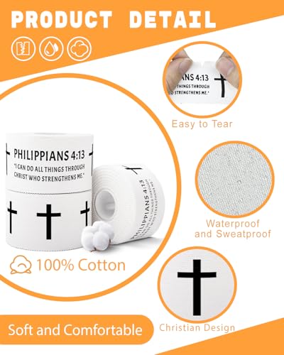 Yigney 4 Pack Cross Tape Christian Athletic Tapes Religious Sport Tape - color: Philippians 4:13 & Cross, size: 1.5 inches