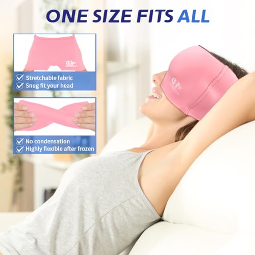 Migraine Relief Cap, Soothing Headache Ice Face Mask Products - color: 2pink