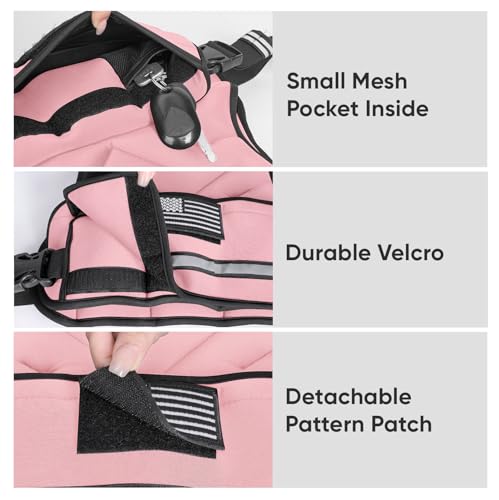APEXUP Adjustable Weighted Vest, 4-10lb/12-18lb/20-32lb Vest with 6 Ironsand Weights and Large Pocket, Weight Vest for Men Women Strength Training, Running, Walking - color: Pastel Pink, size: 4-10lbs