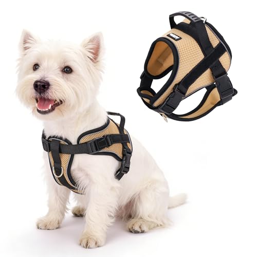 AIITLE No Pull Reflective Dog Vest Harness with Handle, Khaki-XS - color: Khaki, size: XS