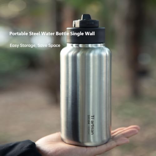 Stainless Steel Water Bottle 1050ml Wide Mouth With Straw - color: With Straw