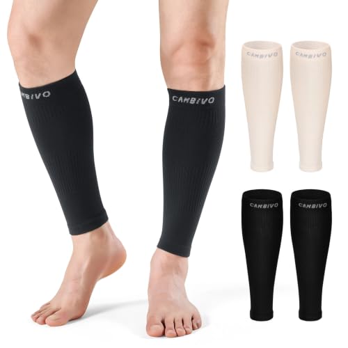 CAMBIVO Calf Compression Sleeves for Women Men, 12-18mmHg, Black - color: Black, size: XX-Large