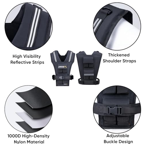 APEXUP Weighted Vest Men, Adjustable Weight Vest for Running - color: Black, size: With Weights-20lbs