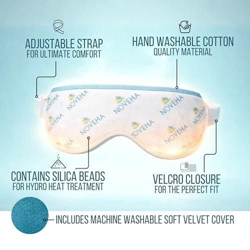 NOVEHA Ultra Warm Compress Eye Mask | Moist Hot Technology for Sensitive Dry Eyes- Microwave Activated - Relieves Stye or Pink Eye- Heat Water Procedure for Irritated Eyes and Eyelid Bumps - color: Regular