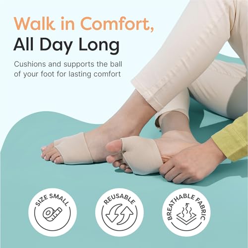 ZenToes Metatarsal Pad Sleeves with Gel Inserts, 2 Pairs (Small) - color: Beige, size: Small