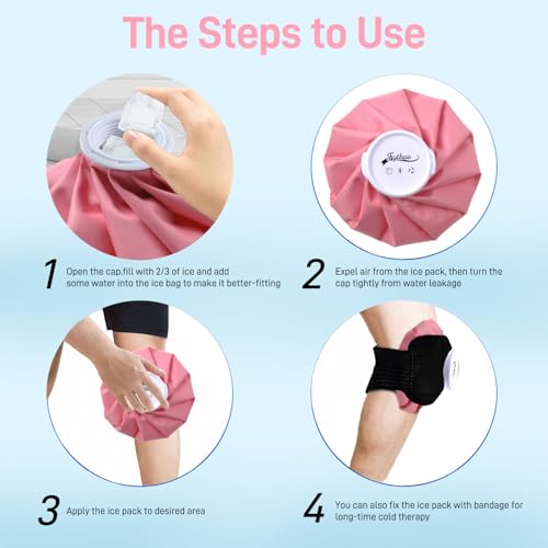 Ice Pack for Injuries Reusable, Ice Bag Reusable Hot Water Bag for Hot & Cold Therapy, 3 Size Pink - size: 6"/9"/11" Set, style: Pink