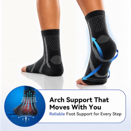 3 Pairs Neuropathy Socks for Women & Men, Toeless Compression Socks - color: A-Gray+Black+White, size: Large