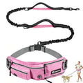 Hands Free Dog Leash with Waist Pack Bungee for Running Pink - color: Pink