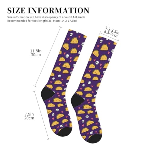 Compression Socks Knee High Support Stockings Women Men - color: Cute Taco Skull Purple