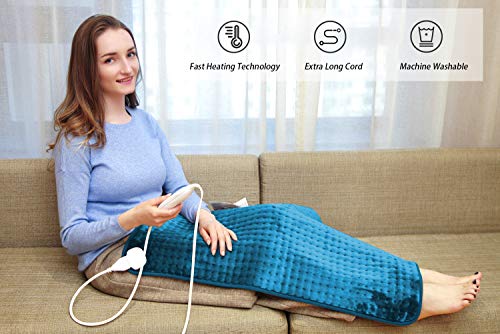 Ruqiji 17''x33'' XXXL King Size Heating Pad with 10 Temperature Settings, Pain Relief for Back/Neck/Shoulders/Menstrual Pain/Leg Cramp(Light Teal) - color: Light Teal