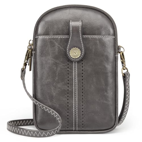 S-ZONE Small Crossbody Bags for Women Trendy RFID Blocking Cell Phone Purse - color: Dark Grey