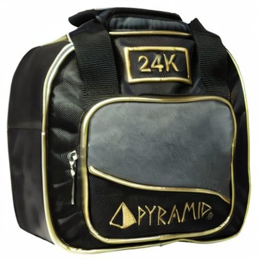 Pyramid Path Plus One Spare Tote Bowling Bag with Front Accessory Pocket - Holds One Bowling Ball and Small Accessories - color: Black/Gold/Grey 24K Edition