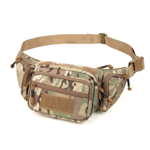 CCW Tactical Fanny Pack for Concealed Carry, 500D Nylon Low Profile EDC Waist Bag with Pistol Holster & YKK Zippers, Everyday Carry Hip Pack (Camo) - color: Camo