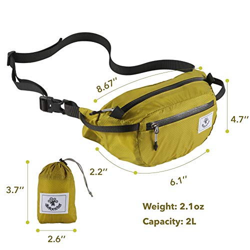 4Monster Hiking Waist Packs Portable,Water Resistant Fanny Bag with Adjustable Strap,Lightweight Crossbody Chest Bag Slim Bag - color: Yellow Green