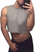 Mens Cropped Tank Top Lightweight Vest Sleeveless Hot Shirts - color: Gray, size: Medium