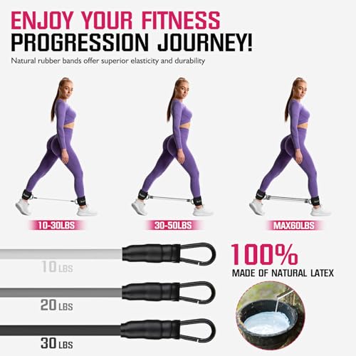 Ayombo Ankle Resistance Bands with Cuffs, Home Gym Workout Equipment, Lifting Glute Butt Exercise Equipment for Women, Ankle Weights Fitness Set, Leg Booty Equipment for Training Perfect Body Shape - color: 2-Black