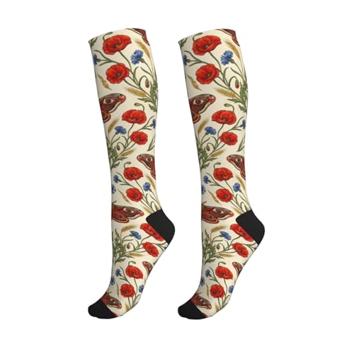 Witchy Moth Compression Socks For Women Men - color: Floral Moth