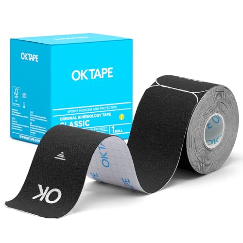 OK TAPE Kinesiology Tape Precut Elastic Hypoallergenic, 20 Strips, 2"x16ft - color: Black, size: 20 Count (Pack of 1)
