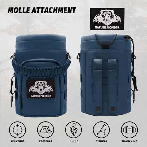 NATURE PIONEOR 32 64 128oz Tactical Water Bottle Pouch, MOLLE Bottle Holder - color: Deep Blue, size: 128OZ/YT Half Gallon