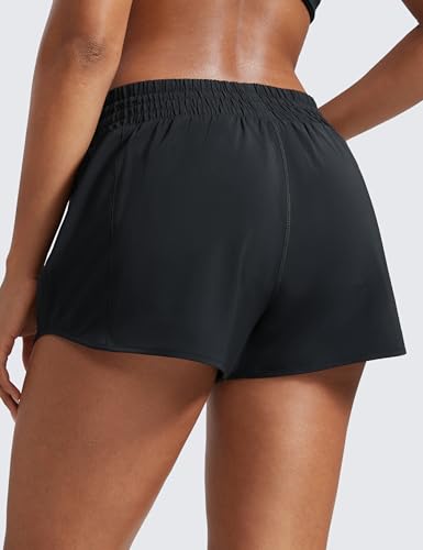 CRZ YOGA High Waisted Running Shorts 2.5" - color: Black, size: X-Large