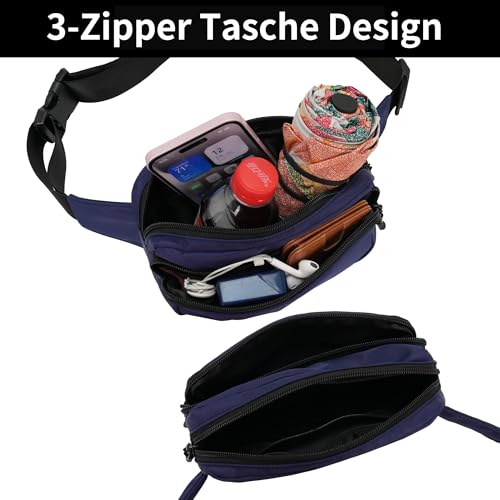 Fanny Pack Nylon Mini Belt Bag Everywhere Belt Bag for Women Water Repellent Waist Packs Crossbody Bags with Adjustable Strap - color: Blue