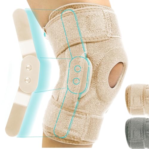 Vive Hinged Knee Brace - Relieves ACL, MCL, Meniscus Tear - Lightweight - color: Beige, size: Medium