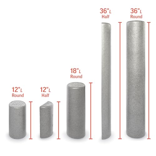 OPTP Silver AXIS Moderately Firm Foam Roller – Round, Silver, 36" x 6" - size: 36" x 6" Round