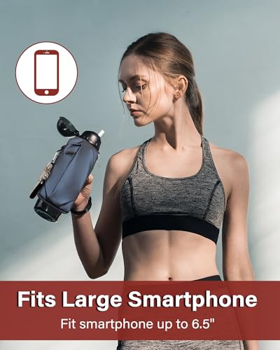 Gym Water with Phone Holder & Wallet, Water Bottle Caddy Versatile Sleeve Bag for Running Sports & Daily Use - color: Pink