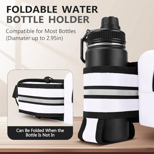 Fanny Pack for Men Women Waist Bag with Water Bottle Holder for Hiking, Travel,Dog Walking, Workout (White) - color: White