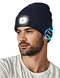Wmcaps Bluetooth Beanie with LED Light and Headphones, Christmas Tech Gifts - color: Navy Blue