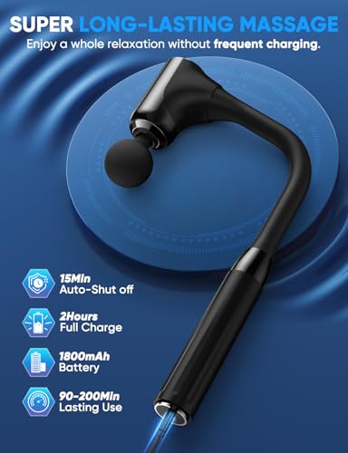 FVZ Massage Gun for Deep Tissue Back Massage with Extended Handle, Black