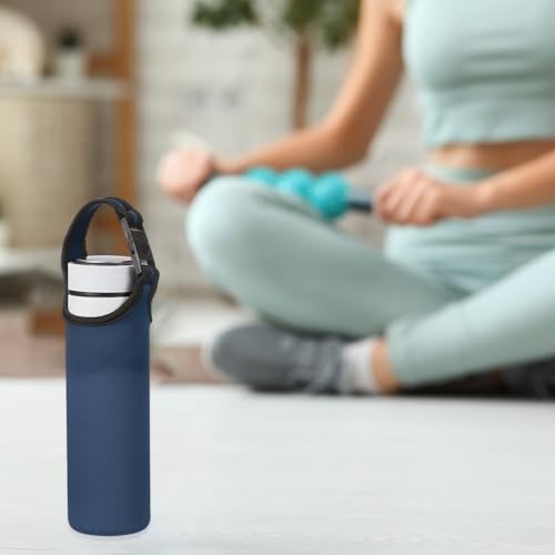 uxcell 2pcs Neoprene Water Bottle Sleeve, 15.5-20oz Insulated Water Glass Bottle Carrier Bag Collapsible Drink Bottle Sleeve Cover Holder with 2 Straps, Navy Blue - color: Navy Blue