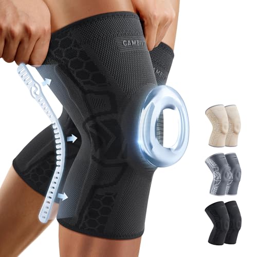 CAMBIVO 2-Pack Knee Brace for Men & Women, Compression Sleeve with Gel Pad - color: Black, size: XX-Large