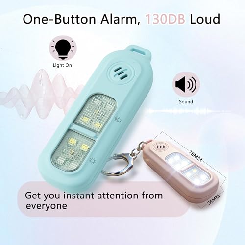 130DB Rechargeable Personal Alarm | One-Button Alarm | 4 Flash Light Modes | Equipped with a Back Clip | Free Keychain Included | Ideal for Women, Kids and the Elderl（Pink） - color: Pink