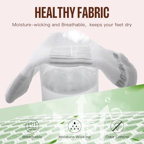 BAMBOO COOL Athletic Ankle Socks Womens Moisture-Wicking 5/6 Pairs - color: White*5, size: Medium
