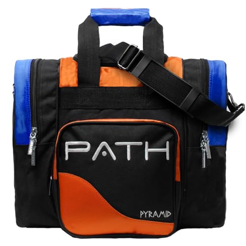 Pyramid Path Pro Deluxe Single Bowling Ball Tote - Holds One Ball, One Pair Shoes Up to Mens 15 - color: Orange/Royal Blue