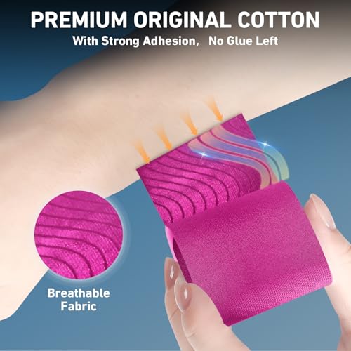 KTQUICK Precut Kinesiology Tape for Ankle,12PCS,20% Stronger Adhesive,Pink - color: Pink