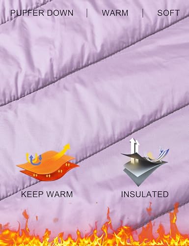 MoFiz Womens Puffer Vest Hooded Lightweight Sleeveless Down Jacket - color: Purple, size: X-Large