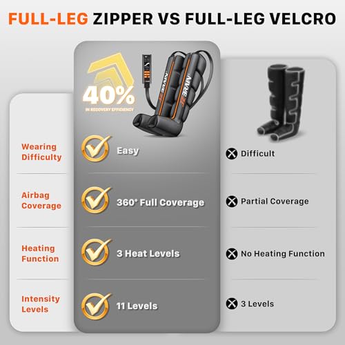 Air Compression Boots Leg Massager: Sequential Full-Leg Recovery with Heat, 6 Modes & 11 Intensities for Post‑Workout Relieve & Daily Relaxation for Athletes, Fitness Users (Large) - size: Large
