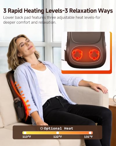Back Massager With Heat For Pain Relief, 3D Lower Back Massager Deep Tissue - color: Brown