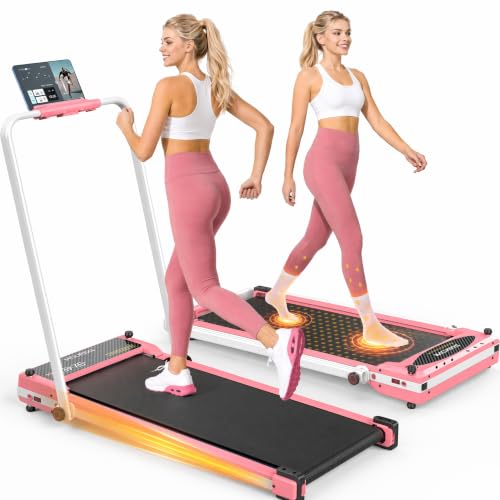 ANCHEER Walking Pad with Incline - Under Desk Treadmill with Handle Bar - color: Rose Gold Pink