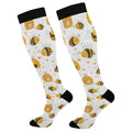 Wusikd Milk Cow Compression Socks for Women and Men Circulation Flowers Long Socks for Athletic Running 2 - color: Bee