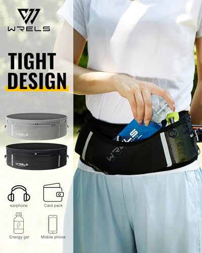 WRELS Hydration Running Belt with TPU Soft Flask 250ml,Breathable Running Belts for Women Men Workout Exercise Fitness Waist Bag Phone Holder For Runner Marathon Jogging - color: Black-S