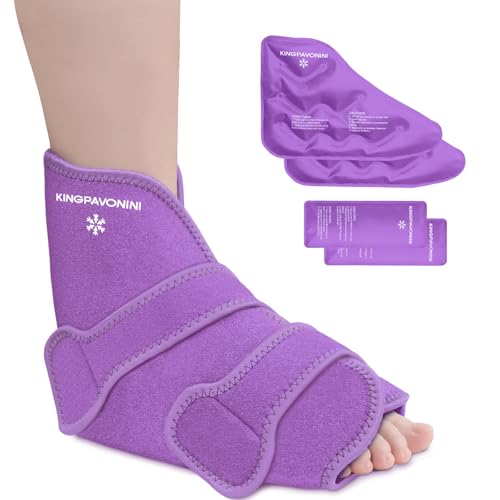 KingPavonini Ankle Foot Ice Pack, Standard Size, Purple, 1 Wrap+4 Gel Packs - size: Standard, style: Purple (1 Wrap+4 Gel Packs)