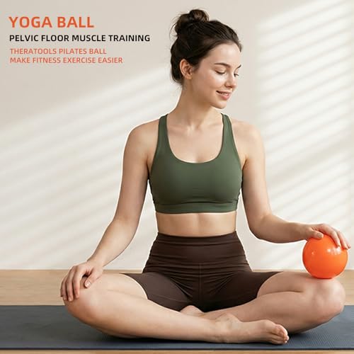 4 Inch Pilates Ball, Small Exercise Therapy Ball for Pelvic Floor Training, Myofascial Release & Core Strength, Premium PVC Massage Ball for Yoga, Stretch, Posture Correction, Fascia