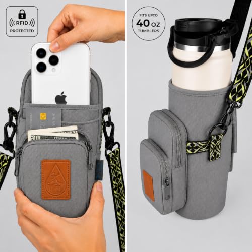 Water Bottle Holder with Strap for Women - color: Grey